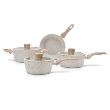 Jogo de panelas em alum�nio Brinox Sirius 4 pe�as vanilla.