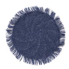 Lugar americano redondo em fibra de papel Copa&Cia Tulum 35cm marinho.