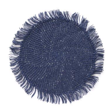 Lugar americano redondo em fibra de papel Copa&Cia Tulum 35cm marinho.