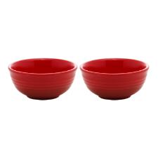 Jogo de bowls em cer�mica Wolff Retr� 10x4,5 2 pe�as vermelho.