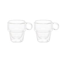 Jogo de x�caras para caf� em vidro empilh�veis parede dupla Wolff 90ml 2 pe�as.