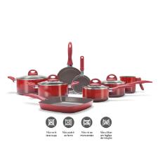 Jogo de panelas Brinox Ceramic Life Smart Plus 8 pe�as vermelho.