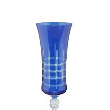 Ta�a para champanhe lapidada em cristal ecol�gico Bohemia Grace 190ml azul.