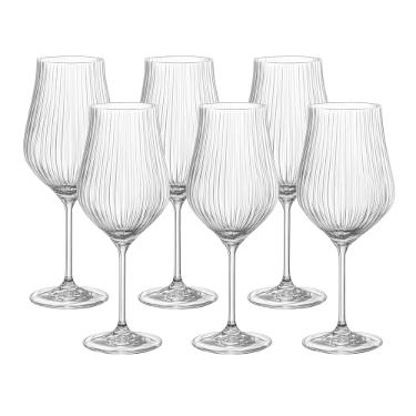 Jogo de ta�as vinho tinto em cristal Bohemia Tulipa Opitic 450ml 6 pe�as .