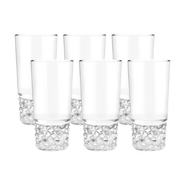 Jogo de copos em vidro Plasvale Diamante 290ml 6 pe�as.