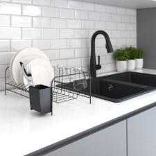 Escorredor de lou�as com porta talher em pl�stico Stolf Veneza 43.5x35cm black.