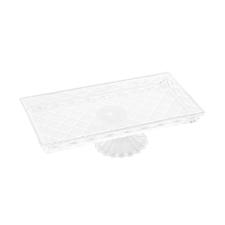 Travessa com p� em cristal Lyor Diamond 34,5cm incolor.