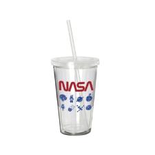 Copo parede dupla com canudo em pl�stico Nasa Icons 500ml.