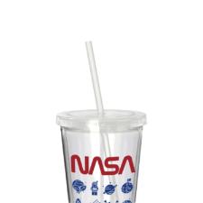 Copo parede dupla com canudo em pl�stico Nasa Icons 500ml.