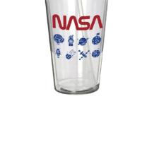 Copo parede dupla com canudo em pl�stico Nasa Icons 500ml.