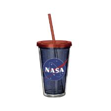 Copo parede dupla com canudo em pl�stico Nasa Galaxy 500ml.