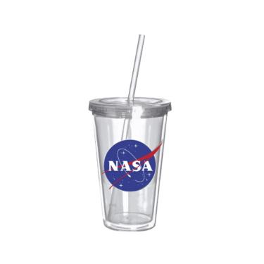 Copo parede dupla com canudo em pl�stico Nasa Mars 2020 500ml.