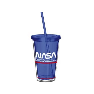 Copo parede dupla com canudo em pl�stico Nasa Desenho T�cnico 500ml.