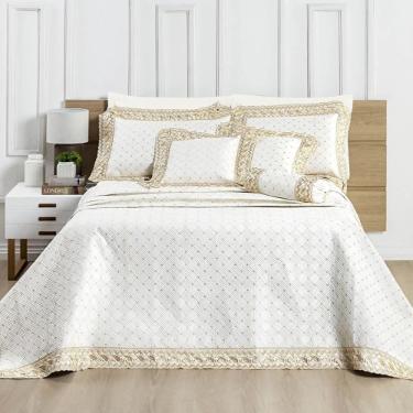 COBRE LEITO CASAL 6PCS ROYALE 200 FIOS OFF WHITE 235X245CM