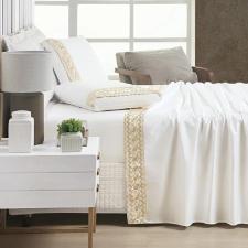 Jogo de Len�ol Casal Padr�o 400 Fios Acetinado Supreme Percal 4 Pe�as - Off White
