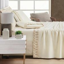 Jogo De Cama Queen 400 fios acetinado Supreme 04 Pe�as -  Vanilla.