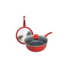 Panela Nanocer�mco com tampa vidro Lehav� 20cm Vermelha Indu��o