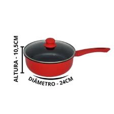 Panela Nanocer�mco com tampa vidro Lehav� 24cm Vermelha Indu��o