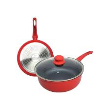 Panela Nanocer�mco com tampa vidro Lehav� 24cm Vermelha Indu��o