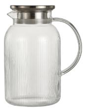 Jarra Vidro Borossilicato 1,6l Tampa Inox Resistente Azure.
