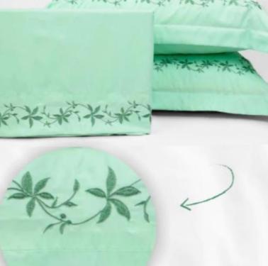 Jogo de Cama 4 pe�as Queen Bordado Essencialle Vde/Vde.