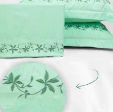 Jogo de Cama 4 pe�as Queen Bordado Essencialle Vde/Vde.