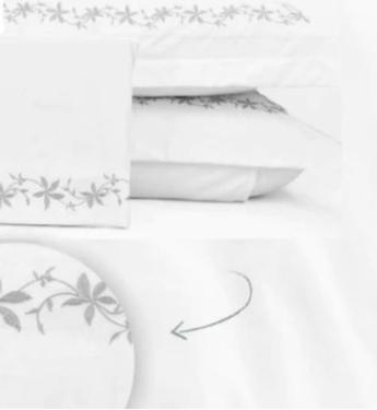 Jogo de Cama 4 pe�as Queen Bordado Essencialle Bco/Cinza.