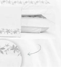 Jogo de Cama 4 pe�as Queen Bordado Essencialle Bco/Cinza.