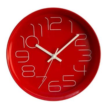 Rel�gio de Parede Redodno Casambiente 25 cm Vermelho