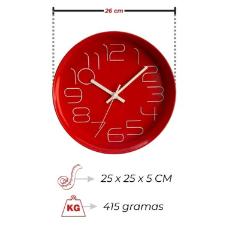 Rel�gio de Parede Redodno Casambiente 25 cm Vermelho