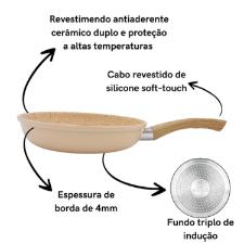 Frigideira Revestimento Nanocer�mico Granito Creme 20cm - Lehavi