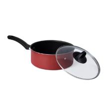 Panela em Teflon Cozillar  com tampa de vidro 24cm Vermelha