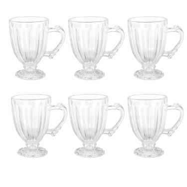 Jogo de Canecas em Vidro Dolce Home Nouveau 190ml Transparente 6 Pe�as