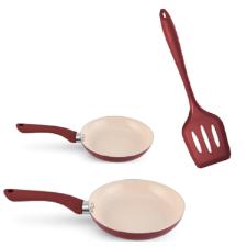 Jogo de Frigideiras em Cer�mica Antiaderente Rio Home Vermelha  3 p�s