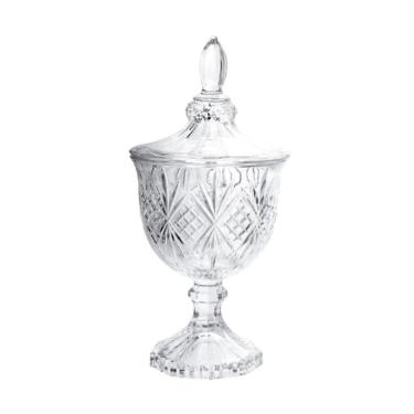 Bomboniere com P� em Vidro Hauskraft Bianca 11,5x11,5x24cm