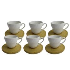 Jogo de X�caras em Porcelana e Pires em Bambu Havana Camino 12 pe�as