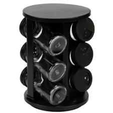 Porta Condimentos Girat�rio em vidro Wellmix Davos Preto 6 pe�as