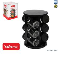 Porta Condimentos Girat�rio em vidro Wellmix Davos Preto 6 pe�as