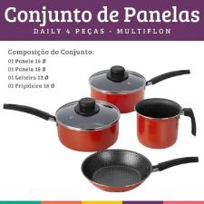 Jogo de Panelas Antiaderente Multiflon Daily 4 pe�as Laranja