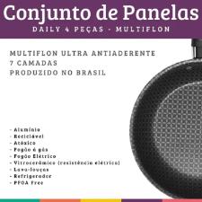 Jogo de Panelas Antiaderente Multiflon Daily 4 pe�as Laranja