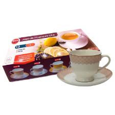 Jogo de X�cara de Ch� de Porcelana  Dolce Home Coreana Detalhes Rosa 12 p�s