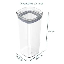 Pote Herm�tico Retangular Block Ou 1,5 Litros - Natural