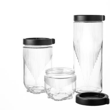 Jogo de potes redondos empilh�veis em vidro Hauskraft 3 pe�as