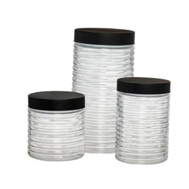 Jogo de potes herm�tico Fontana em vidro Hauskraft 3 pe�as