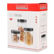 Jogo de potes herm�tico Fontana em vidro Hauskraft 3 pe�as