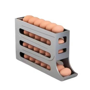 Organizador de porta ovos para geladeira com 4 andares cinza