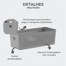 Cesto Flow Organizador Multiuso Chumbo OU 27x12x13 cm