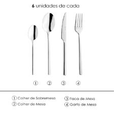 Faqueiro em inox Firenze Wolff 24 p�as