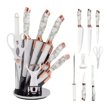 Jogo de facas Knife Set German Steel Branco 9 pe�as