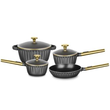 Jogo de Panelas MTA Concept Gold 4 Pe�as - Alum�nio Injetado e Antiaderente Premium